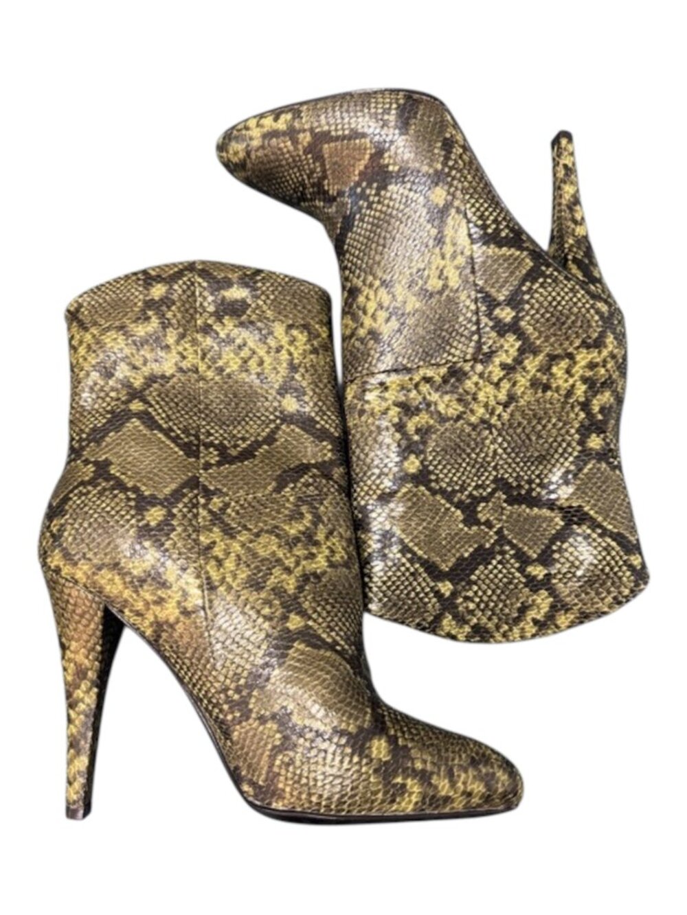 LPA Booties Snake-Print Women's Size 6 Green High-Heel Ankle Boots *like New*